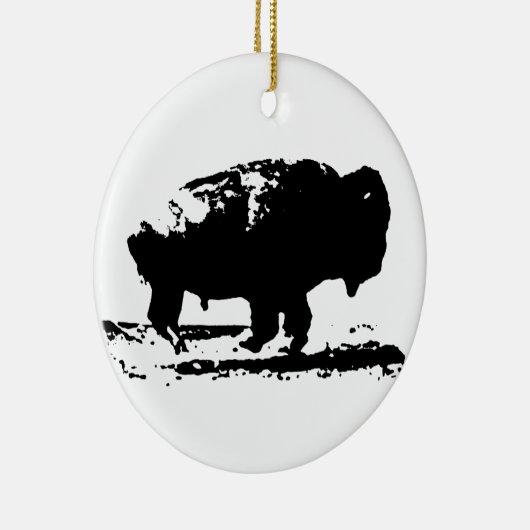 Buffalo Bison Pop Art uitvoeren Keramisch Ornament (Rechts)