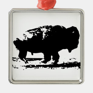 Buffalo Bison Pop Art uitvoeren Metalen Ornament