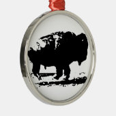 Buffalo Bison Pop Art uitvoeren Metalen Ornament (Rechts)