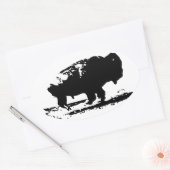 Buffalo Bison Pop Art uitvoeren Ovale Sticker (Envelop)