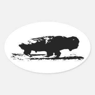 Buffalo Bison Pop Art uitvoeren Ovale Sticker