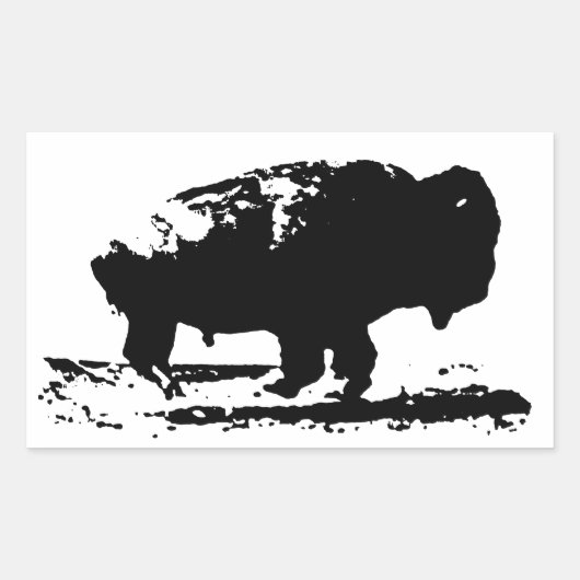 Buffalo Bison Pop Art uitvoeren Rechthoekige Sticker (Voorkant)