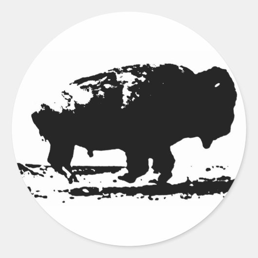 Buffalo Bison Pop Art uitvoeren Ronde Sticker (Voorkant)