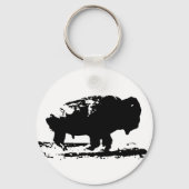 Buffalo Bison Pop Art uitvoeren Sleutelhanger (Voorkant)