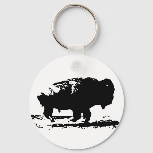 Buffalo Bison Pop Art uitvoeren Sleutelhanger (Voorkant)