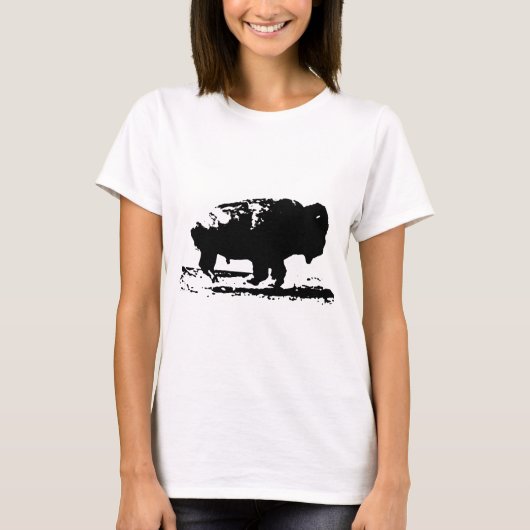 Buffalo Bison Pop Art uitvoeren T-shirt (Voorkant)