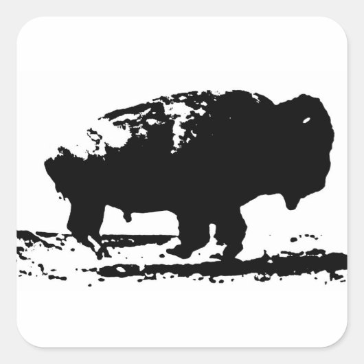 Buffalo Bison Pop Art uitvoeren Vierkante Sticker (Voorkant)