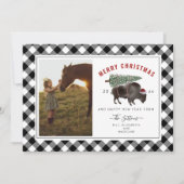Buffalo Bison Pset Merry kerstboom Foto Feestdagenkaart (Voorkant)