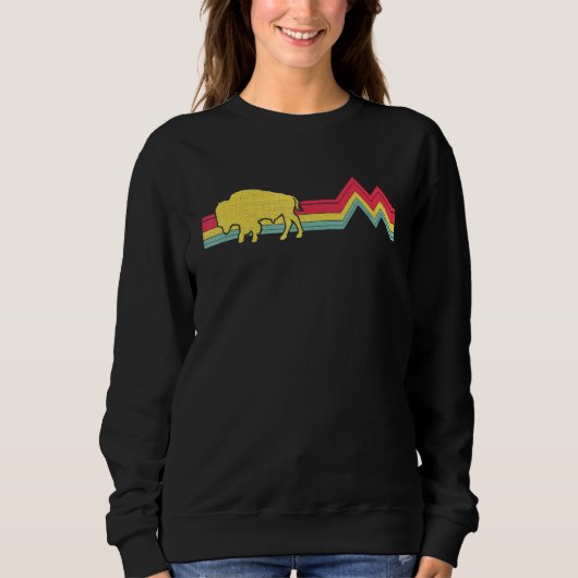 Buffalo Bison Retro Style 70s 80s Mannen Wome Trui (Voorkant)
