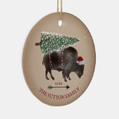 Buffalo Bison Santa Arrow Sneeuwkerstboom Keramisch Ornament (Rechts)