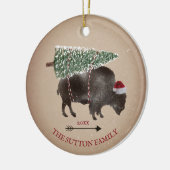 Buffalo Bison Santa Arrow Sneeuwkerstboom Keramisch Ornament (Links)
