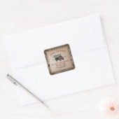 Buffalo Bison Santa Merry kerstboom Burlap Vierkante Sticker (Envelop)