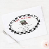 Buffalo Bison Santa Merry-kerstboom Ovale Sticker (Envelop)