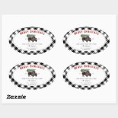 Buffalo Bison Santa Merry-kerstboom Ovale Sticker (Vel)