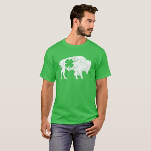 Buffalo Bison Shamrock St. Patrick's Day Saint Pad T-shirt (Voorkant volledig)
