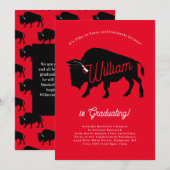 Buffalo Bison Silhouette Graduation Party Kaart (Voorkant / Achterkant)