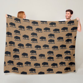 Buffalo Bison Silhouette Grassland Pattern Fleece Deken