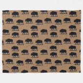 Buffalo Bison Silhouette Grassland Pattern Fleece Deken (Voorkant (Horizontaal))