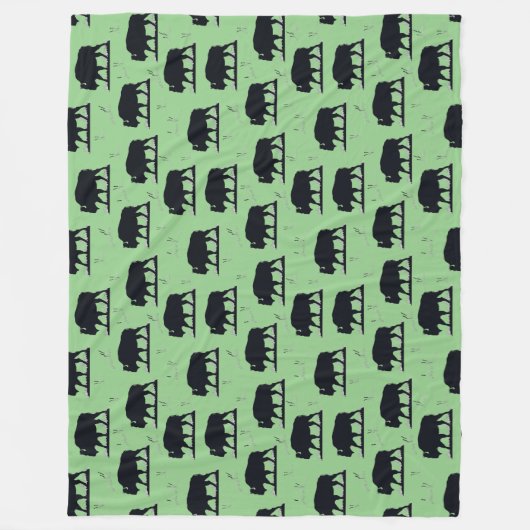 Buffalo Bison Silhouette Grassland Pattern Fleece Deken (Voorkant)