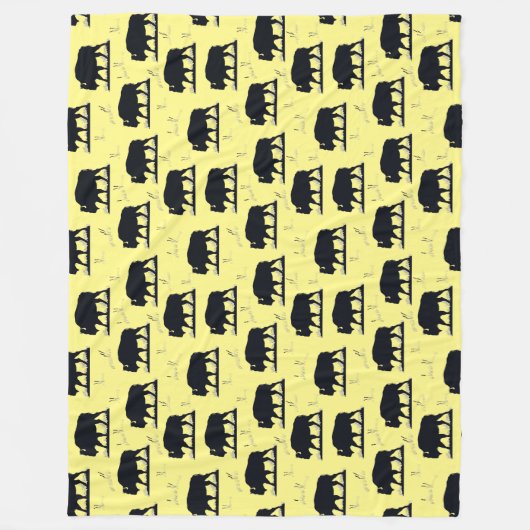 Buffalo Bison Silhouette Grassland Pattern Fleece Deken (Voorkant)