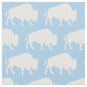 Buffalo Bison Silhouettes Blauw Stof