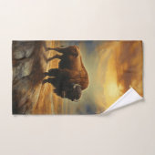 Buffalo Bison Sunset Silhouet Bad Handdoek (Handdoek)