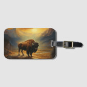 Buffalo Bison Sunset Silhouet Bagagelabel (Voorkant (horizontaal))