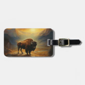 Buffalo Bison Sunset Silhouet Bagagelabel (Voorkant horizontaal)