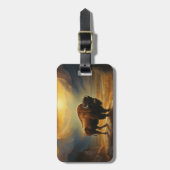 Buffalo Bison Sunset Silhouet Bagagelabel (Voorkant verticaal)