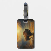 Buffalo Bison Sunset Silhouet Bagagelabel (Achterkant verticaal)
