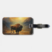 Buffalo Bison Sunset Silhouet Bagagelabel (Achterkant horizontaal)