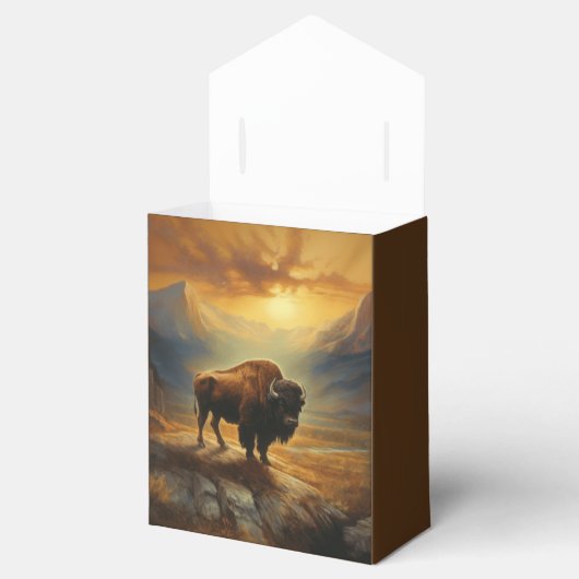Buffalo Bison Sunset Silhouet Bedankdoosjes (Geopend)