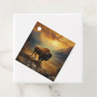 Buffalo Bison Sunset Silhouet Bedankjes Labels