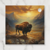 Buffalo Bison Sunset Silhouet Bedankjes Labels (Achterkant)