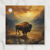 Buffalo Bison Sunset Silhouet Bedankjes Labels (Voorkant)