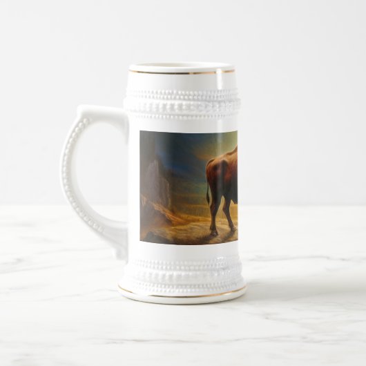 Buffalo Bison Sunset Silhouet Bierpul (Links)