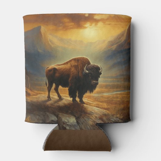 Buffalo Bison Sunset Silhouet Blikjeskoeler (Achterkant)