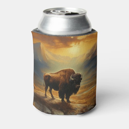 Buffalo Bison Sunset Silhouet Blikjeskoeler (Blikje Achterkant)