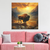Buffalo Bison Sunset Silhouet Canvas Afdruk (Insitu (Woonkamer))