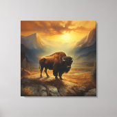 Buffalo Bison Sunset Silhouet Canvas Afdruk (Voorkant)