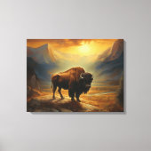 Buffalo Bison Sunset Silhouet Canvas Afdruk (Voorkant)