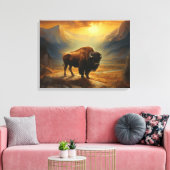 Buffalo Bison Sunset Silhouet Canvas Afdruk (Insitu (Woonkamer))