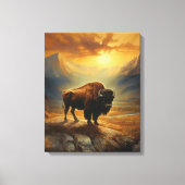 Buffalo Bison Sunset Silhouet Canvas Afdruk (Voorkant)