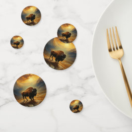 Buffalo Bison Sunset Silhouet Confetti