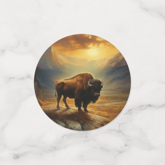 Buffalo Bison Sunset Silhouet Confetti (Kleine voorkant)
