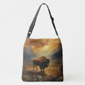 Buffalo Bison Sunset Silhouet Crossbody Tas (Achterkant)