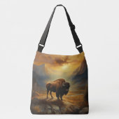Buffalo Bison Sunset Silhouet Crossbody Tas (Voorkant)