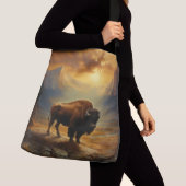 Buffalo Bison Sunset Silhouet Crossbody Tas (Dichtbij)