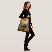 Buffalo Bison Sunset Silhouet Crossbody Tas (Op model)