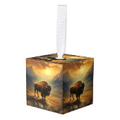 Buffalo Bison Sunset Silhouet Decoratie (Voorkant hoekig)